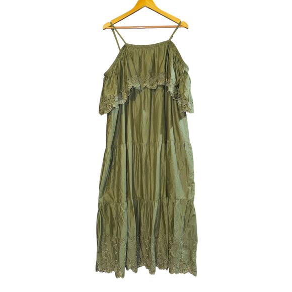 Old Navy Off Shoulder Tiered Swing Midi Dress Womens Sz 2X Boho Prairie Country - Picture 3 of 9
